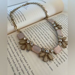 Beautiful fashion necklace with taupe and pink faux gems